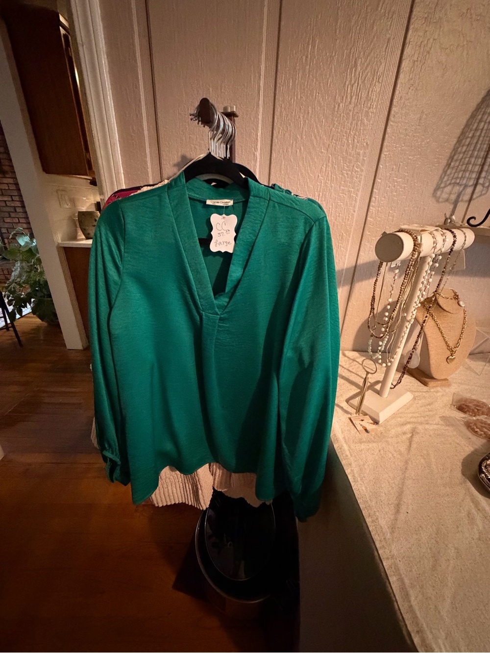 Women’s Teal V-Neck Blouse